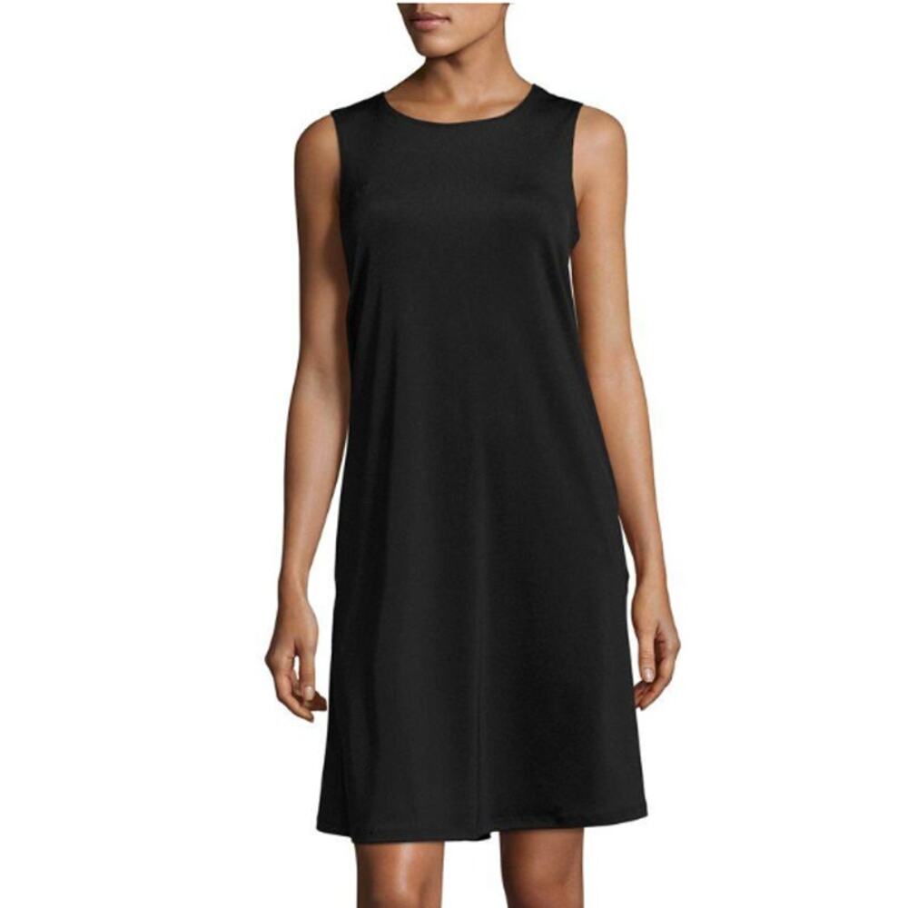 NWT Nipon Boutique Women’s Knit Sleeveless‎ Shift Pullover Dress Size 1X Black